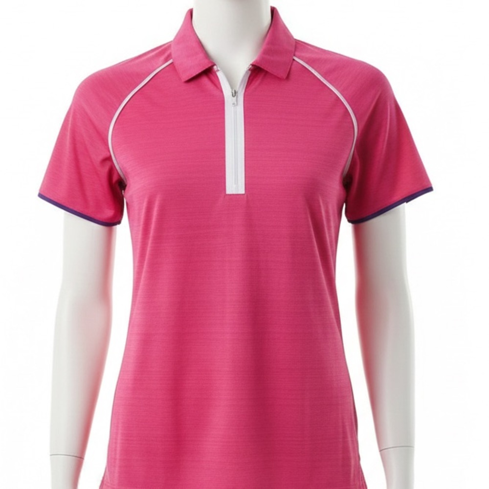 Barbiecore Pink Sunice Silver 1/4 Zip Golf Shirt Athletic Performance Top Medium